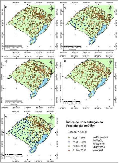 Distribuição Espacial Do Índice De Concentração Da Precipitação Médio