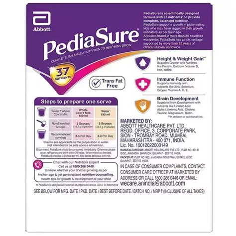 Pediasure Nutrition Drink Powder: Uses, Price, Dosage, Side Effects, Substitute, Buy Online