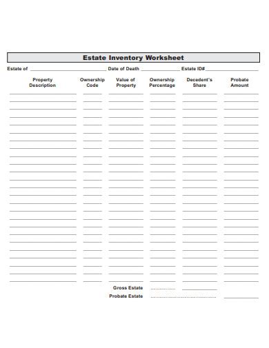 Estate Inventory Worksheet 5 Examples Format Pdf Tips