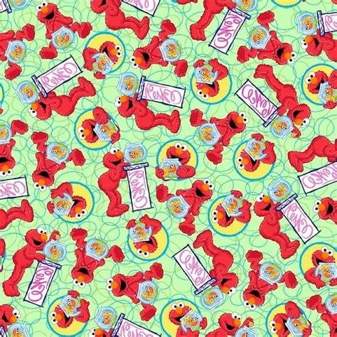 Sesame Street Fabric / Tossed Elmo on Green by QT Fabrics - Etsy