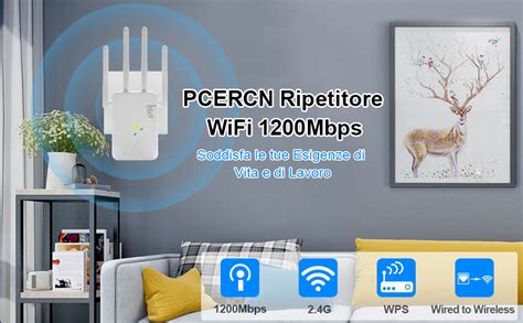 Ripetitore WiFi 1200Mbps Extender Potente Dual Band 5GHz 2 4GHz