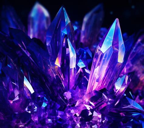 Premium Photo Purple Crystals Are Glowing In The Dark With Blue