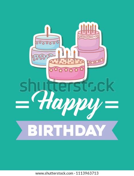 Happy Birthday Card Sweet Cakes Stock Vector Royalty Free 1113963713