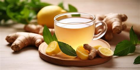 Premium AI Image Generative AI Cup Of Ginger Tea With Lemon Honey And