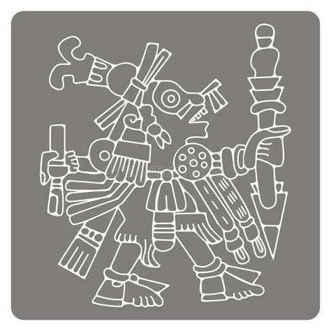 Icono Monocromático Con Símbolos De Los Códices Aztecas Ilustración del