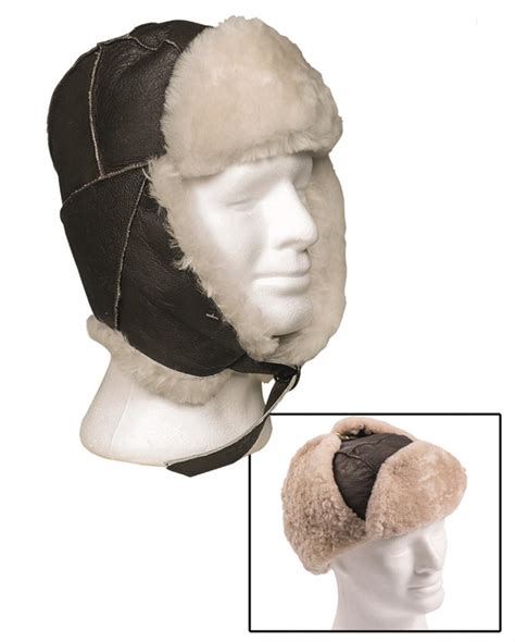 Us Air Force Style Leather Flyers Cap Wool Lining Repro Surplus And Lost