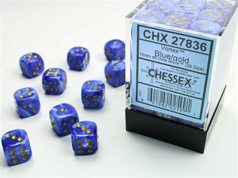 Hammerhouse Chessex Vortex 12mm D6 Bluegold Dice Block 36 Dice By Chessex At 2350 Sgd Sgd