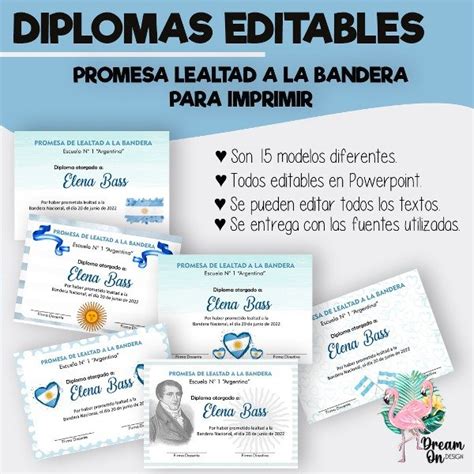 Diplomas Promesa Lealtad A La Bandera Editables Dream On