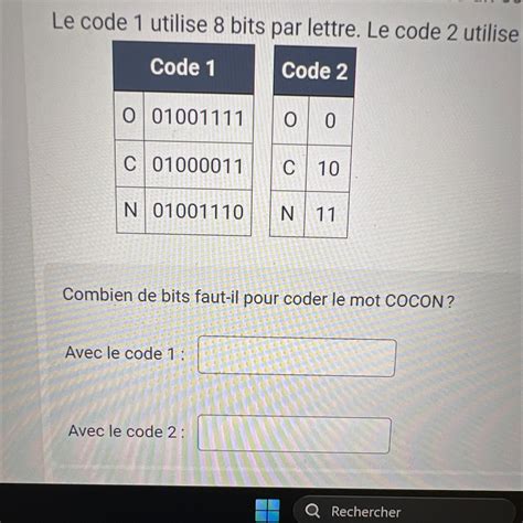 Pour Tre Trait E Par Un Ordinateur L Information Est Cod E Avec Un