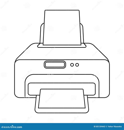 Printer Icon in Outline Style Isolated on White Background. Typography ...