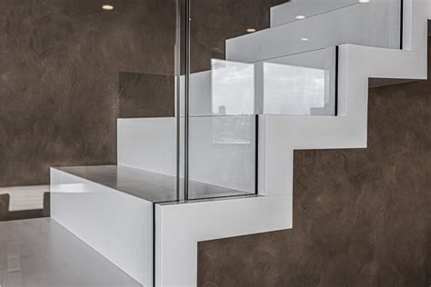 Moderne Treppe Aus CORIAN Faltwerktreppe Schwebende Treppe Mit