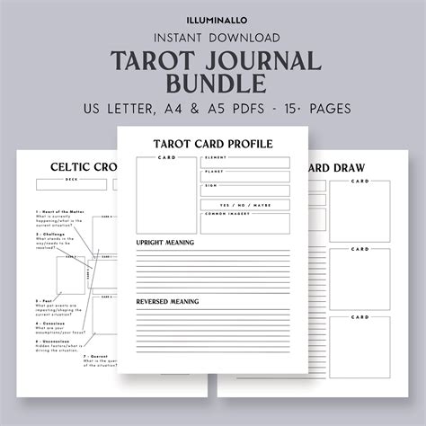 Tarot Journal Printable Tarot Journal Tarot Workbook Tarot Etsy