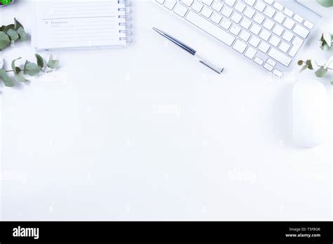 Flat Lay Home Office Workspace Stock Photo Alamy