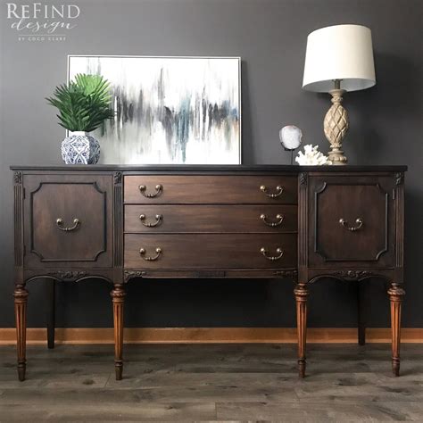 Sold Vintage Traditional Buffet Black Modern Sideboard Dining Room