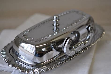 Vintage Silver Butter Dish With Butter Knife Holder By Myramelinda