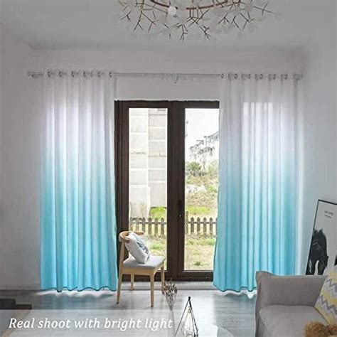 Wubodti Turquoise Ombre Curtains For Living Room 2 Panels 84 Inches