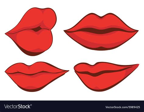 Set Sexy Red Female Lips Royalty Free Vector Image