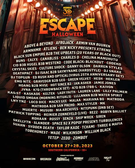 Escape Halloween Lineup Binni Cherlyn