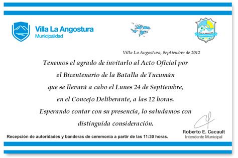 Prensa De La Municipalidad De Villa La Angostura INVITACION ACTO