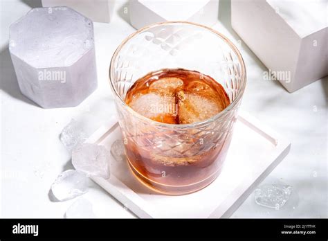 Strong Alcohol Drink Glass One Glass Of Cognac Or Whiskey With Ice
