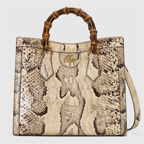 Gucci Diana Small Python Tote Bag In Natural Color Gucci® Us