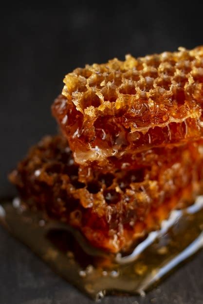 Premium Photo View Of Honeycomb With Honey And Beeswax