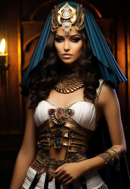 Premium Ai Image Hot Attractive Fashion Model In Egyptian Queen Cleopatra Royal Costumes