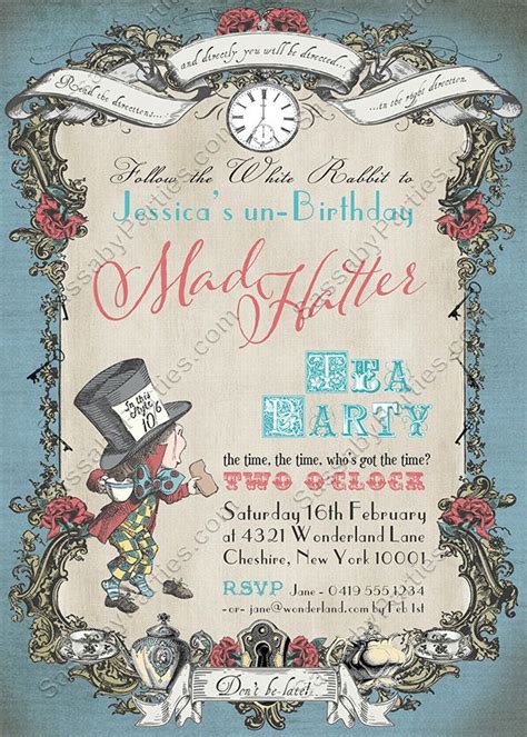 Mad Hatter Tea Party Invitation Instant Download Edit And Print Yourself