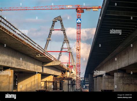 Neubau Der Autobahnbrücke A1 über Den Rhein Bei Leverkusen Nach