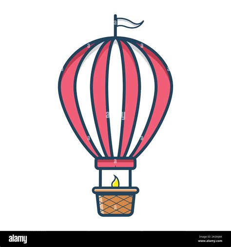 Colorful Silhouette Of Hot Air Balloon Without Contour And Shading