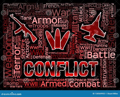 Conflict Words Meaning Military Action And Battles Stock Illustration