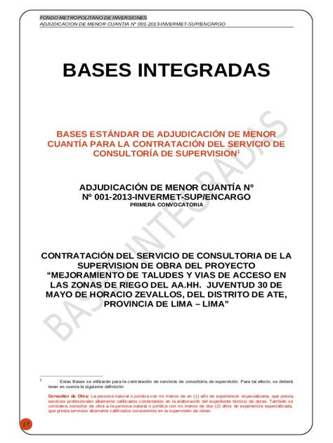 Bases Estndar De Adjudicacin Simplificada Para La Doc Template