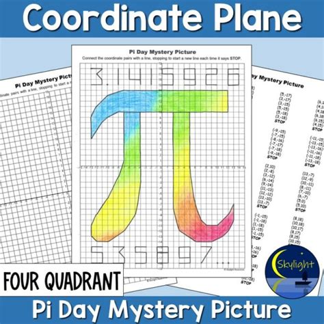 Pi Day Coordinate Plane Mystery Graphing Picture Four Quadrant March