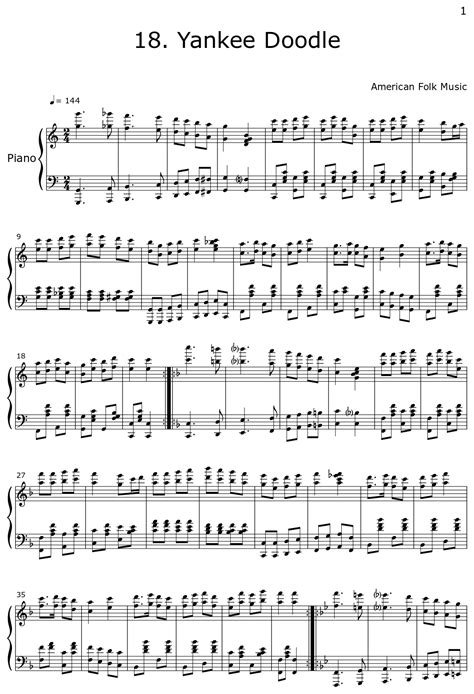 18 Yankee Doodle Sheet Music For SF Computer Lead Synth