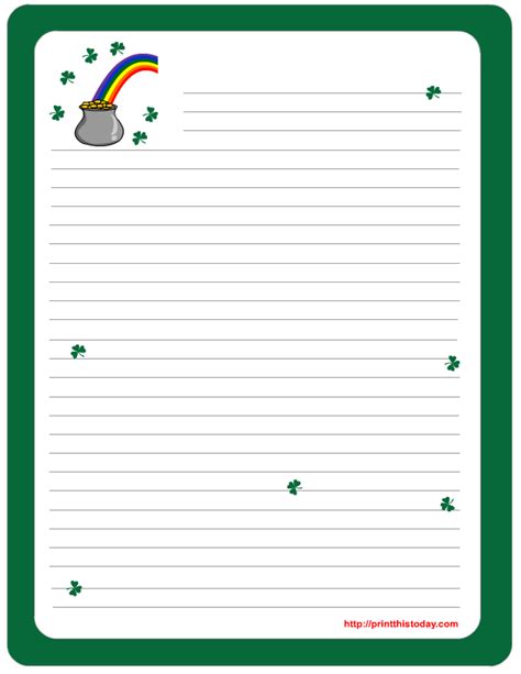 Saint Patricks Day Writing Paper Free Printable