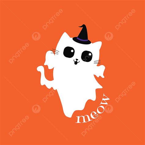 Halloween Ghost Vector PNG Images Cute Ghost Cat For Halloween Day