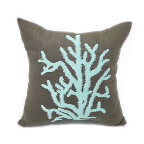 Coral Pillow Cover Nautical Pillow Brown Linen Pillow Etsy