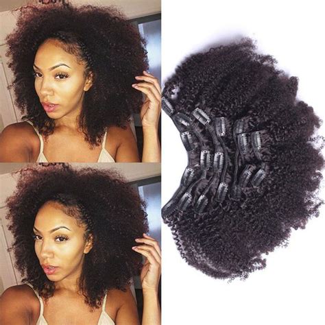 7 Pcs 120g Afro Kinky Curly Human Hair Extensions Clip In