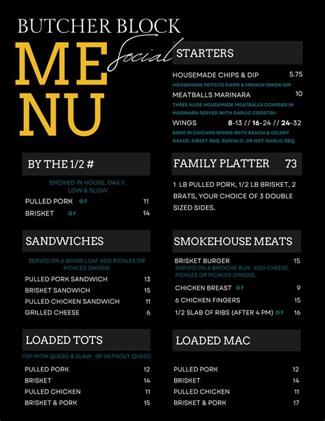 Food Menu - Butcher Block Social