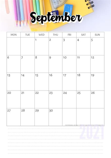 Free Printable September 2021 Calendar Pdf Cute Freebies For You