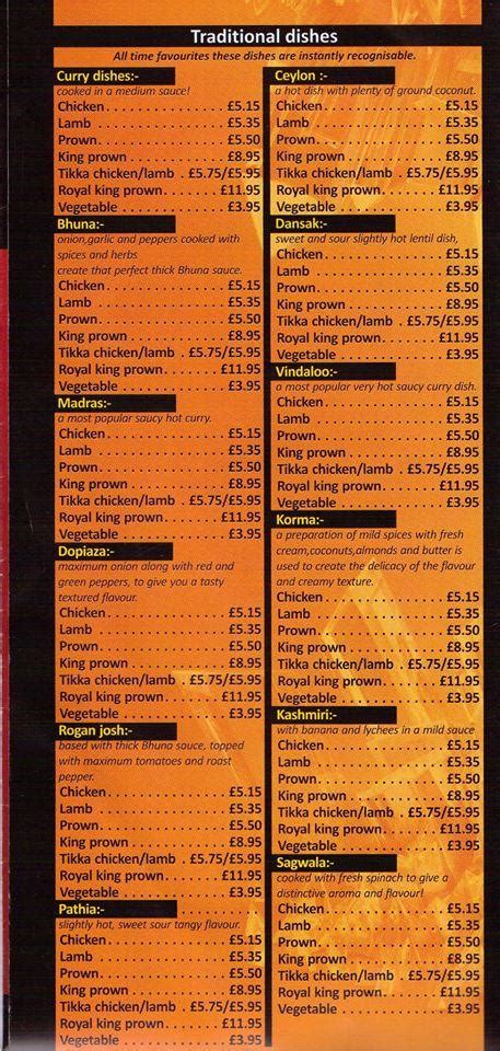 Menu at Kohinoor fast food, Wellingborough