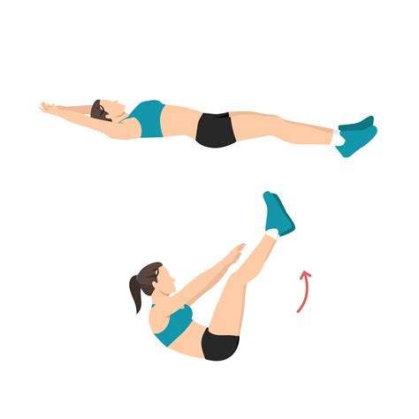 Woman Doing Toe Touches Jackknife Sit Ups Crunches Exercise Flat