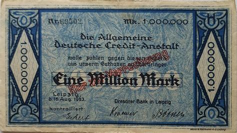 Deutschland Deutsches Reich Mio Mark Notgeld Allgemeine