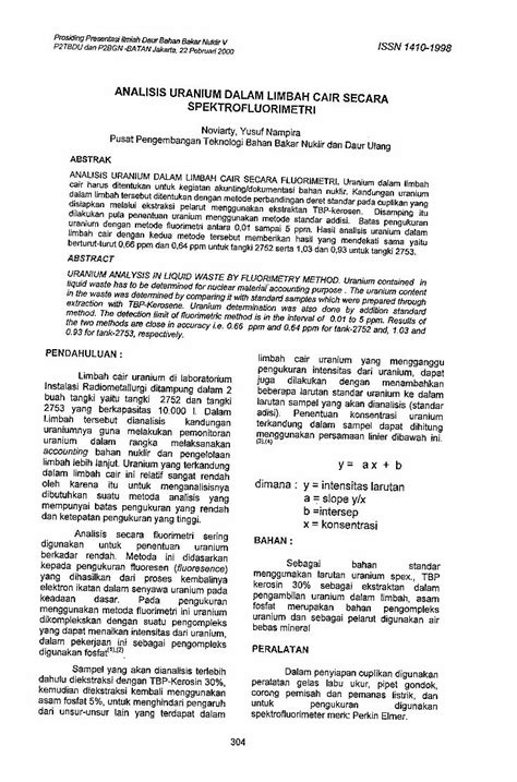 PDF ANALISIS URANIUM DALAM LIMBAH CAIR SECARA Digilib Batan Go Id E