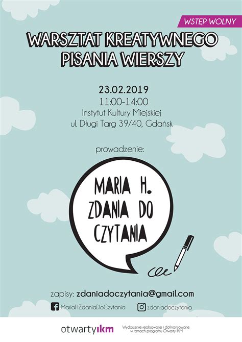 Warsztaty Kreatywnego Pisania Wierszy Otwarty Ikm Instytut Kultury