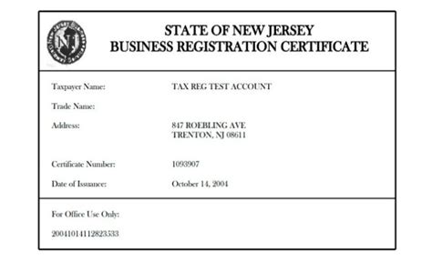 State Of New Jersey Business Registration Certificate Finance Careers