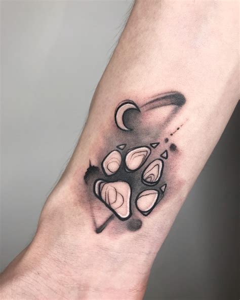 Wolf Paw Print Outline Tattoo