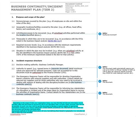 It Business Continuity Plan Template