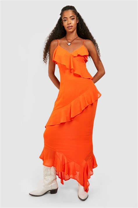 Woven Ruffle Maxi Dress Boohoo Uk