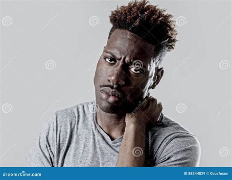 Young Attractive Afro American Black Man In Sad And Tired Face